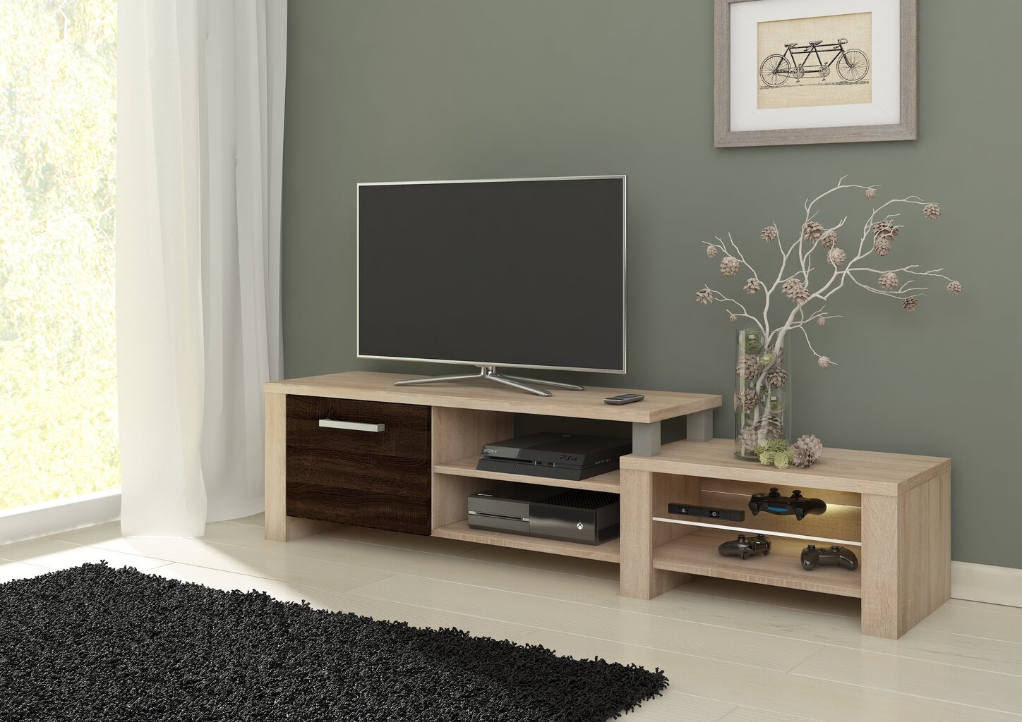 TV staliukas Orion, ąžuolo/rudos spalvos kaina ir informacija | TV staliukai | pigu.lt