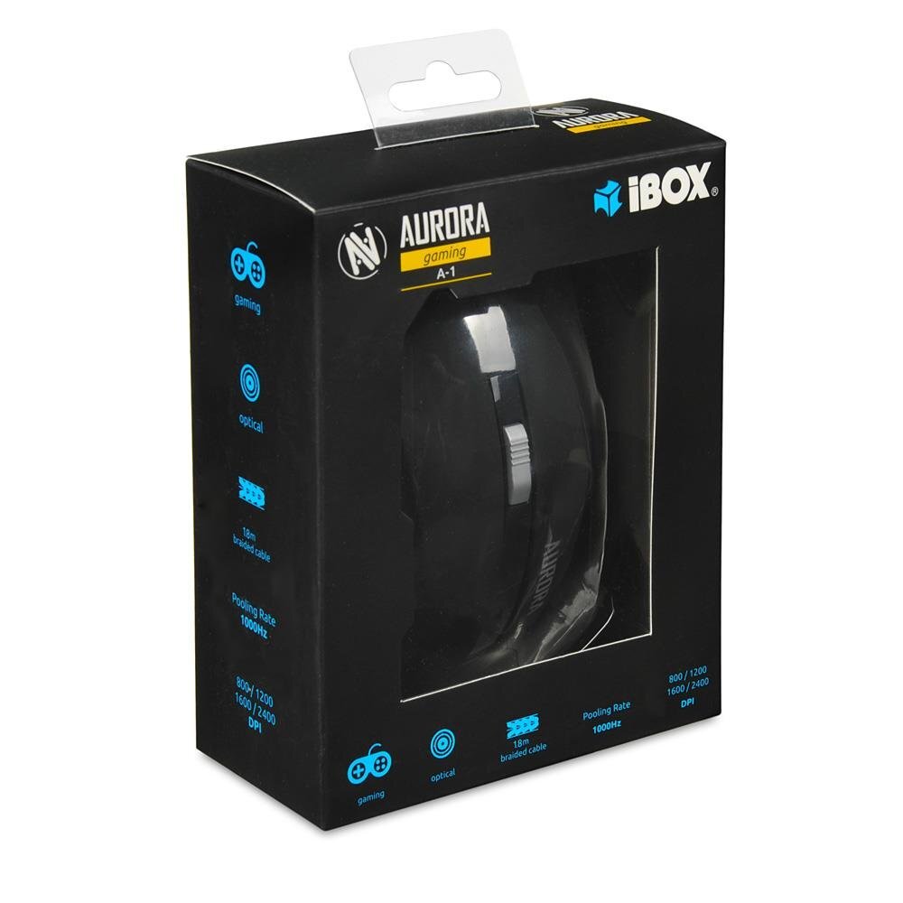 iBOX Aurora A-1, juoda kaina ir informacija | Pelės | pigu.lt
