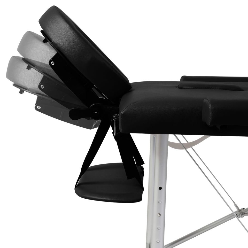 vidaXL Sulankstomas masažinis stalas, juodas, aliuminis, 2 zonų  цена и информация | Masažo reikmenys | pigu.lt