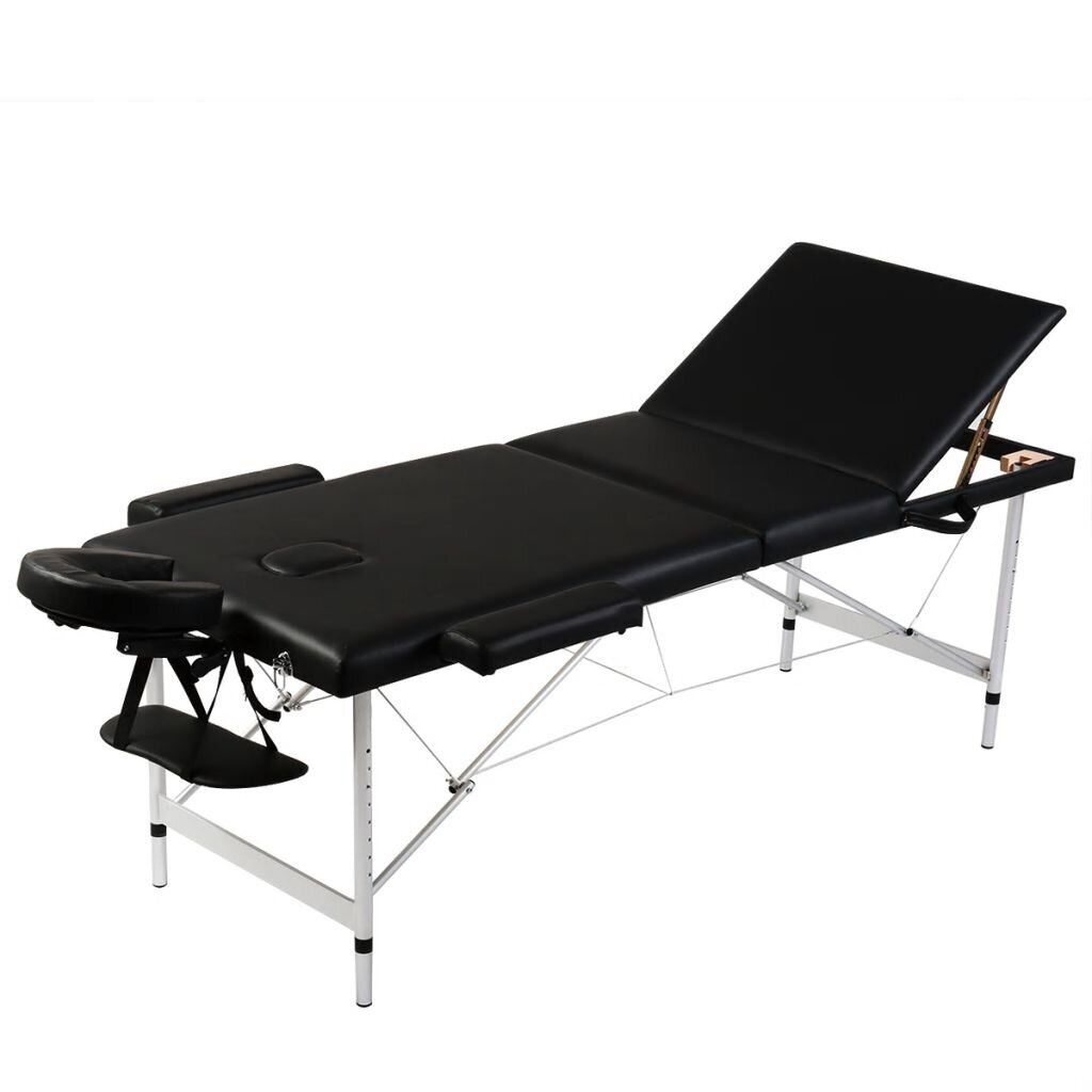 Sulankstomas masažo stalas, juodas kaina ir informacija | Masažo reikmenys | pigu.lt