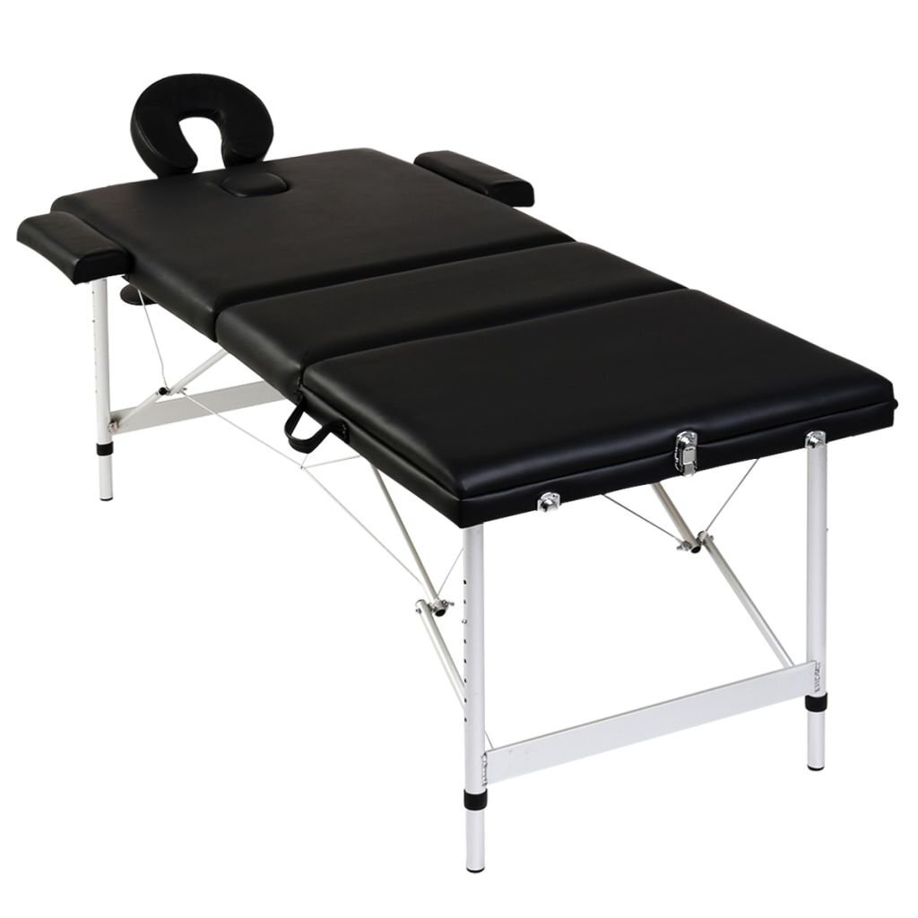 Sulankstomas masažo stalas, juodas цена и информация | Masažo reikmenys | pigu.lt