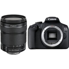 Canon EOS 2000D + 18-135mm IS Kit, black цена и информация | Цифровые фотоаппараты | pigu.lt