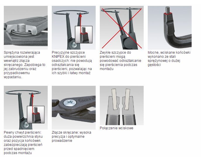 Nuimtuvas fiksavimo žiedų A21 19 - 60 mm, Knipex kaina ir informacija | Mechaniniai įrankiai | pigu.lt