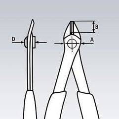 Šoninės replės elektronikai Super Knips 125 mm D1,6 mm, Knipex kaina ir informacija | Mechaniniai įrankiai | pigu.lt