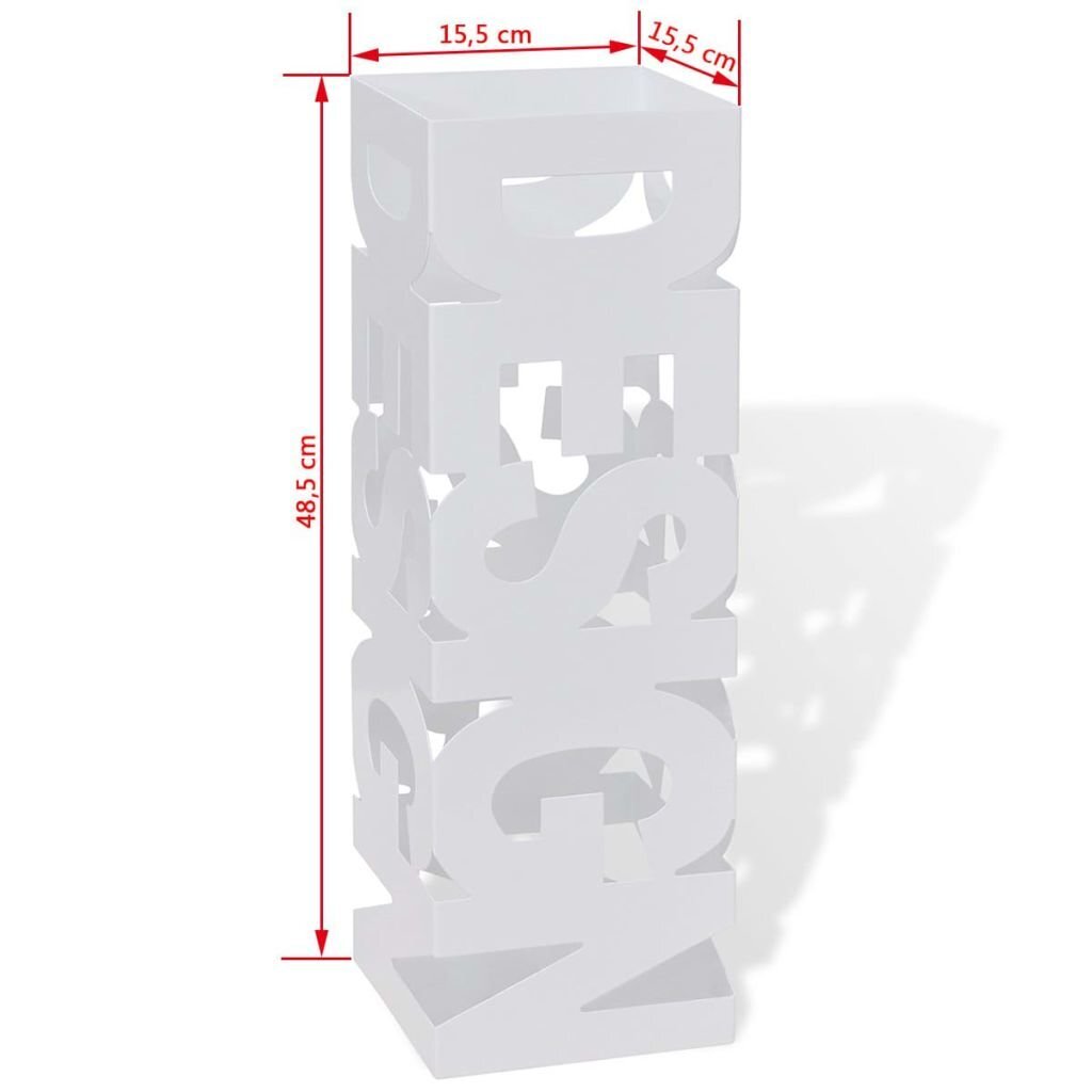 Baltas kvadratinis skėčių, vaikščiojimo lazdų stovas, plienas, 48,5 cm kaina ir informacija | Interjero detalės | pigu.lt