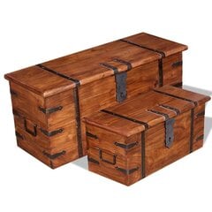 Dviejų skrynių, daiktadėžių komplektas, masyvi mediena цена и информация | Тумба с ящиками Versa | pigu.lt
