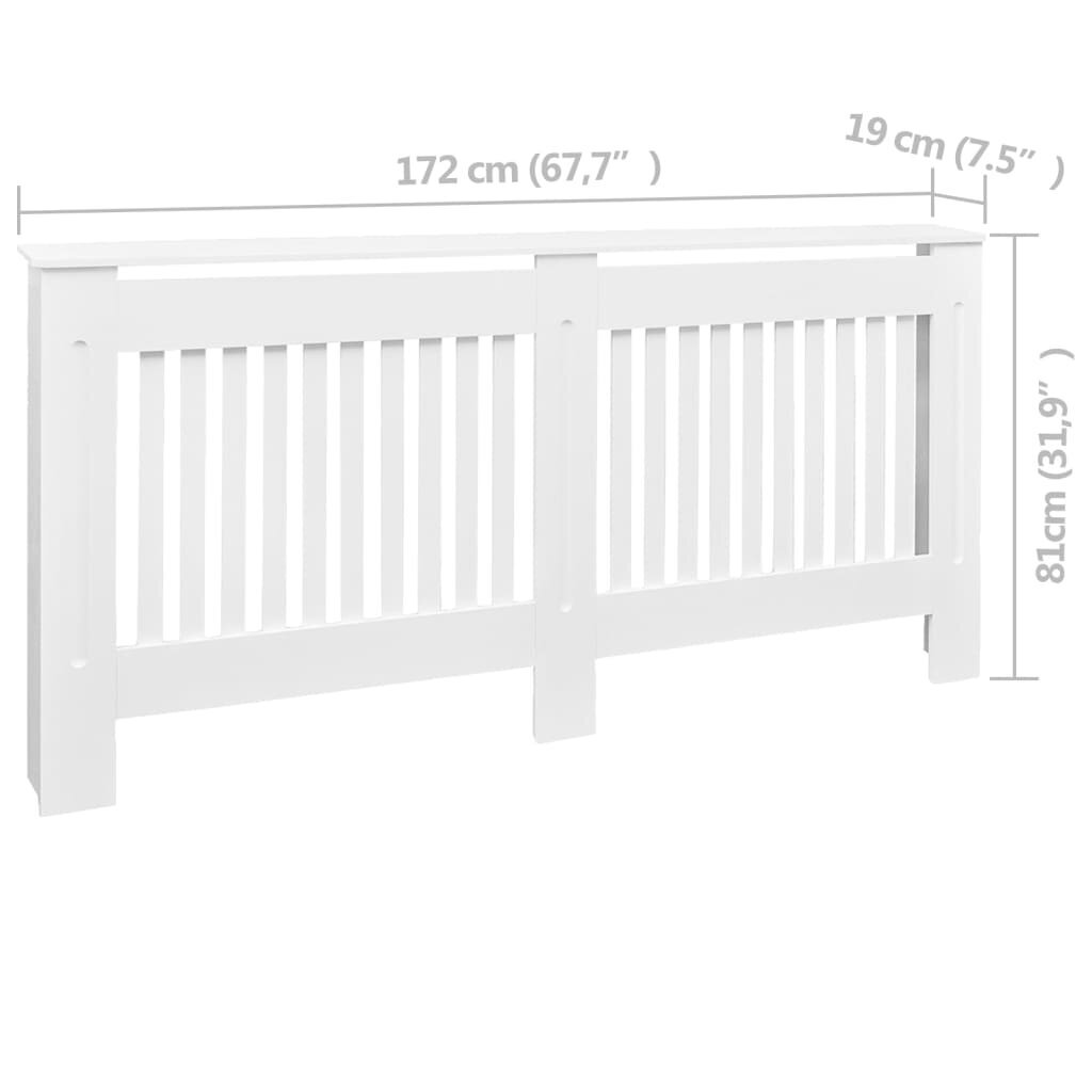 Radiatoriaus pertvara, MDF 172 cm, balta kaina ir informacija | Priedai šildymo įrangai | pigu.lt