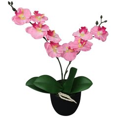Искусственная орхидея с вазоном, 30 см, розовая цена и информация | Искусственные цветы | pigu.lt