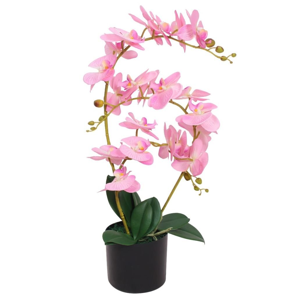 Dirbtinė orchidėja su vazonu, 65 cm, rožinė kaina ir informacija | Dirbtinės gėlės | pigu.lt