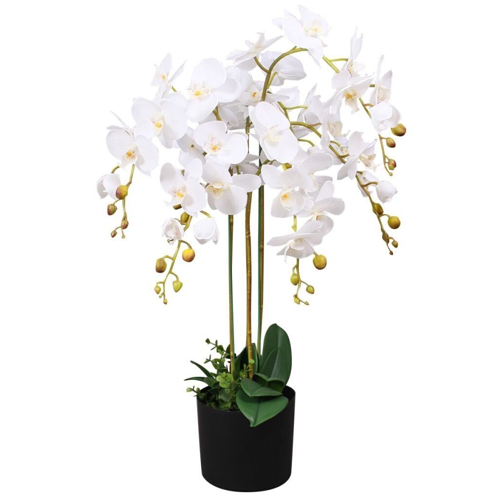 Dirbtinė orchidėja su vazonu, 75 cm, balta цена и информация | Dirbtinės gėlės | pigu.lt