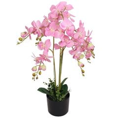 Искусственная орхидея с вазоном, 75 см, розовая цена и информация | Искусственные цветы | pigu.lt