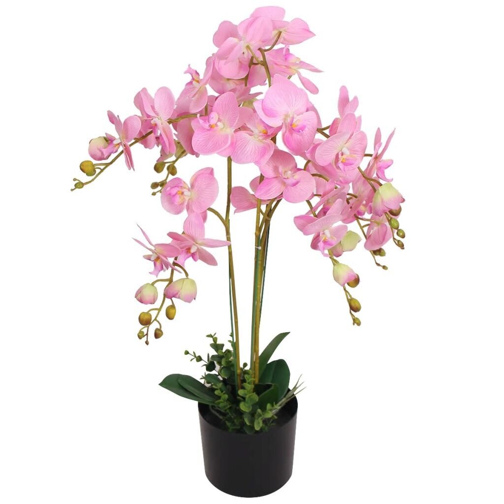 Dirbtinė orchidėja su vazonu, 75 cm, rožinė kaina ir informacija | Dirbtinės gėlės | pigu.lt