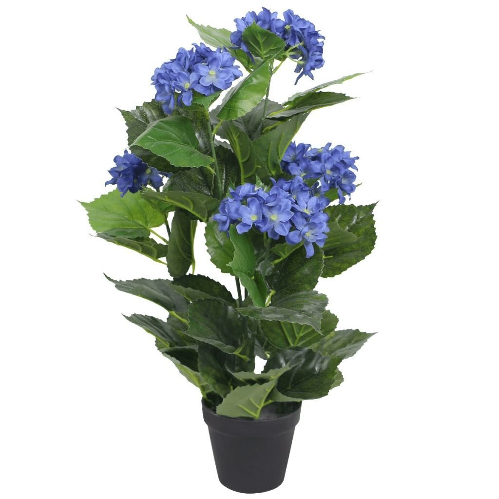 Dirbtinė hortenzija su vazonu, 60 cm, mėlyna kaina ir informacija | Dirbtinės gėlės | pigu.lt