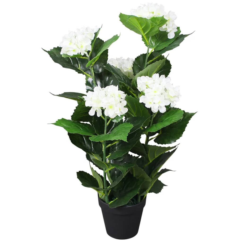 Dirbtinė hortenzija su vazonu, 60 cm, balta kaina ir informacija | Dirbtinės gėlės | pigu.lt