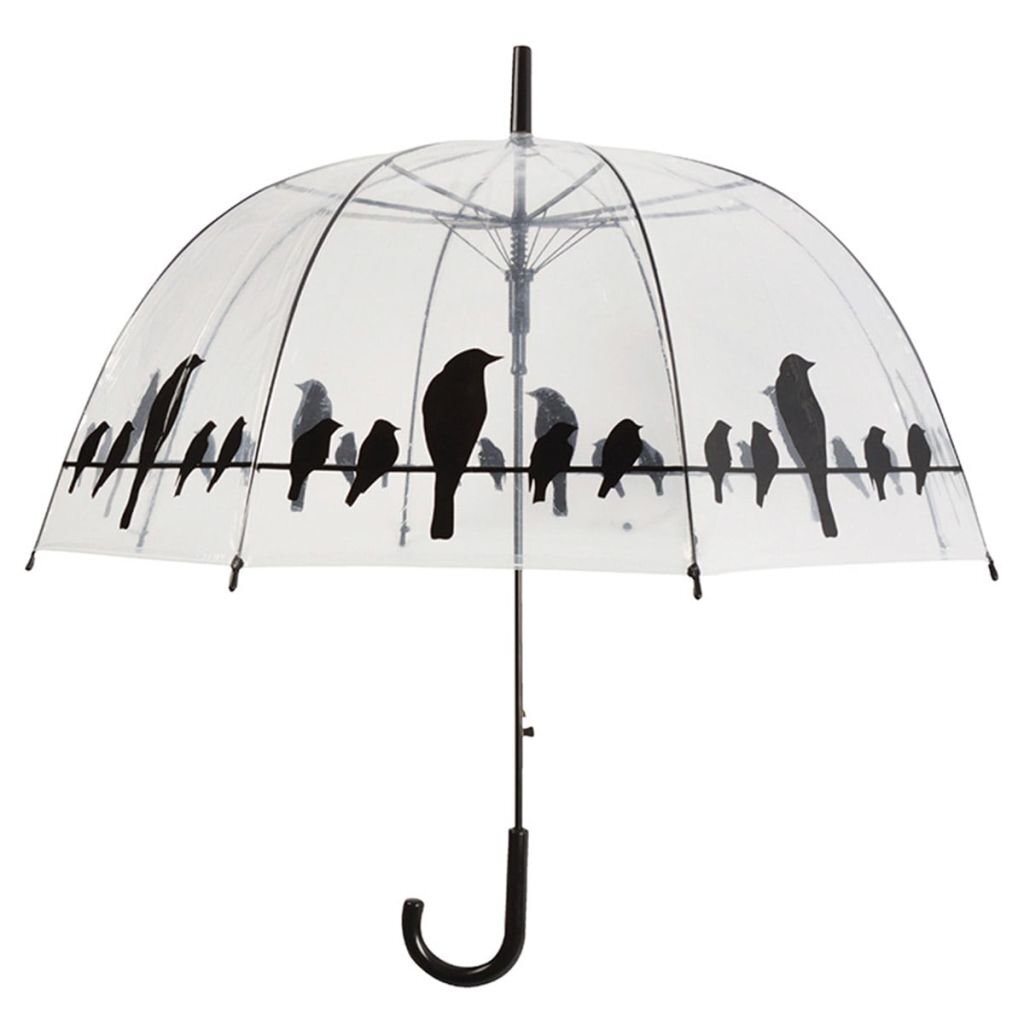 Esschert Design skėtis, paukščiai ant laido, permatomas, TP166 kaina ir informacija | Moteriški skėčiai | pigu.lt