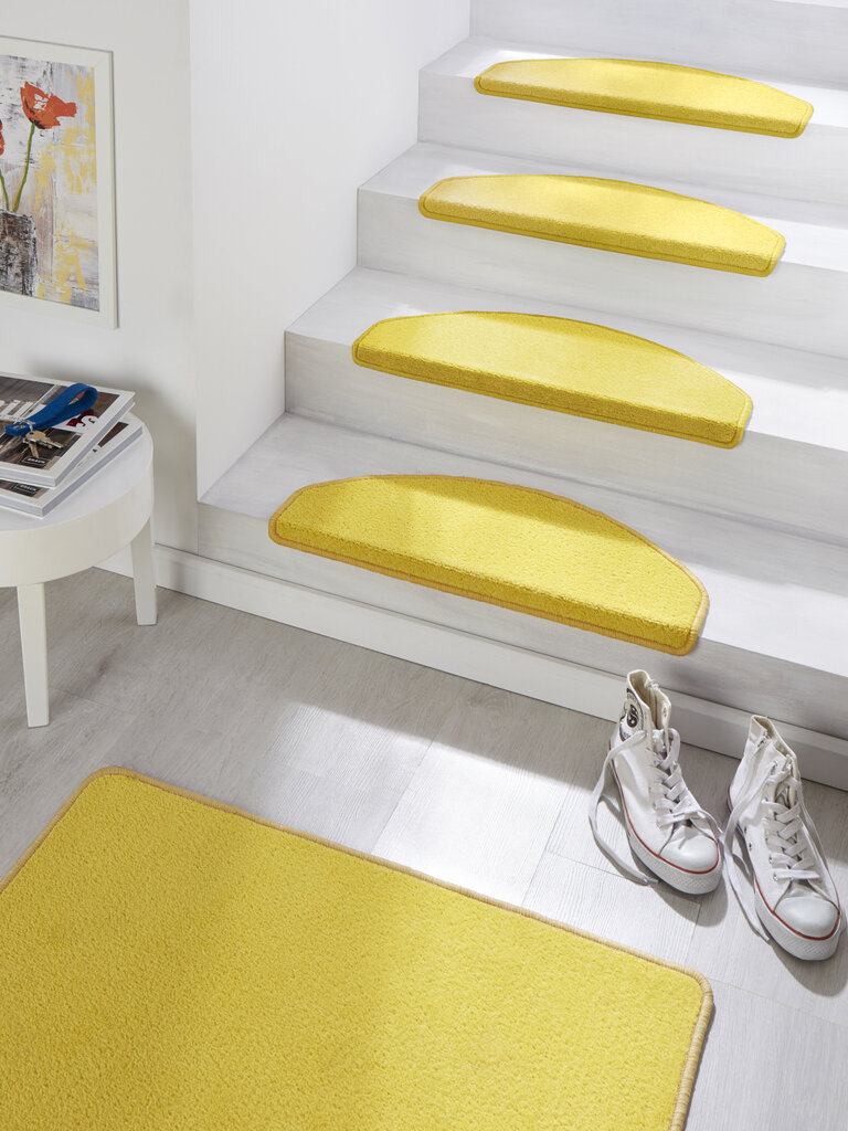 Hanse Home laiptų kilimėlių komplektas Fancy Yellow, 15 vnt цена и информация | Kilimai | pigu.lt