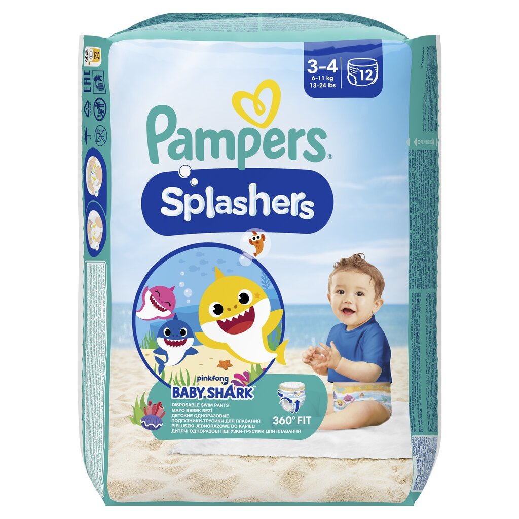 Sauskelnės-kelnaitės PAMPERS Pants Splashers, 3 dydis 6 - 11 kg, 12 vnt. цена и информация | Sauskelnės | pigu.lt