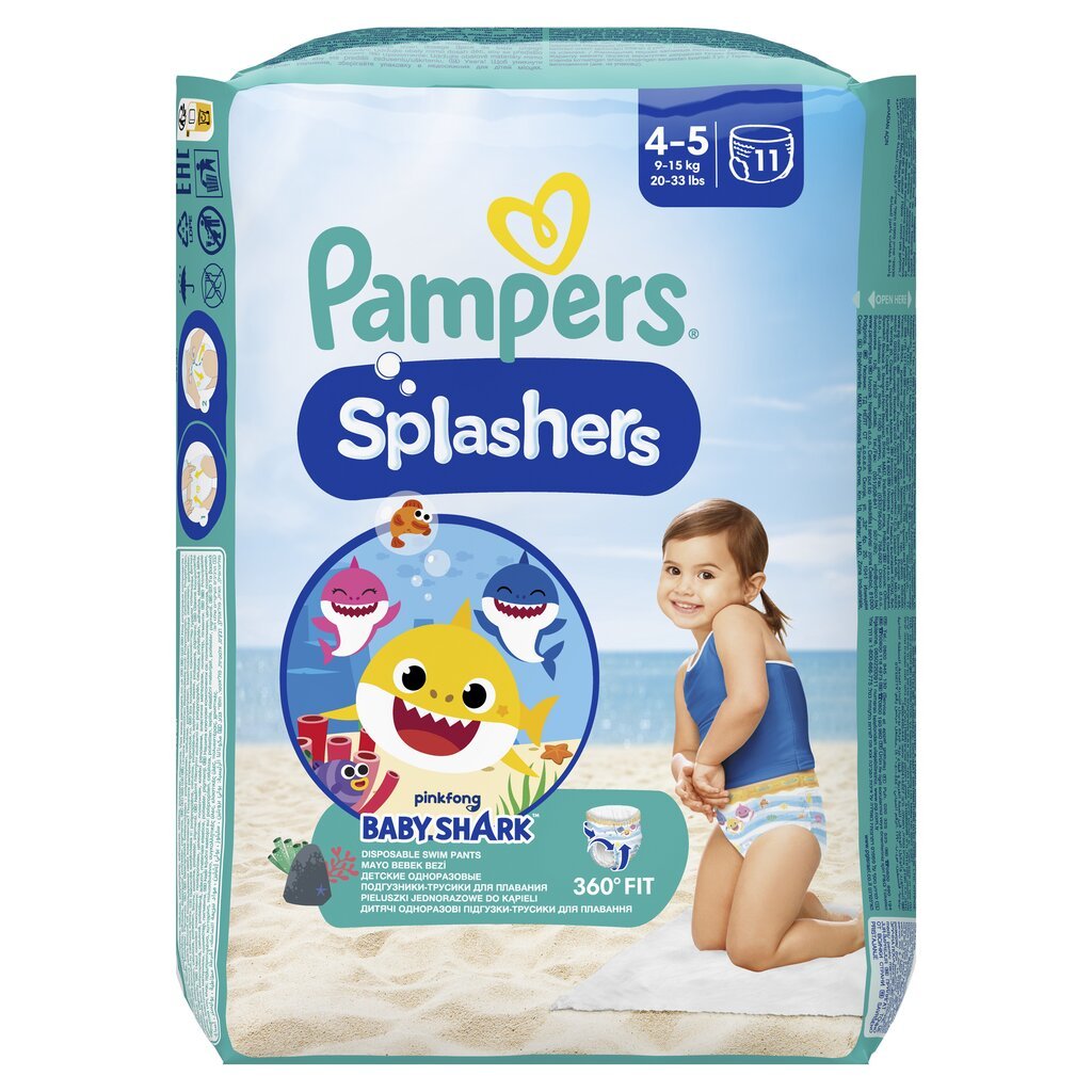 Sauskelnės-kelnaitės PAMPERS Pants Splashers, 4 dydis 9 - 15 kg, 11 vnt. kaina ir informacija | Sauskelnės | pigu.lt