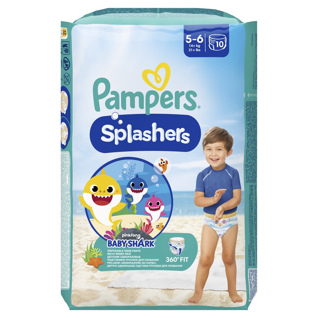 Sauskelnės-kelnaitės PAMPERS Pants Splashers, 5 dydis 14+ kg, 10 vnt. цена и информация | Sauskelnės | pigu.lt