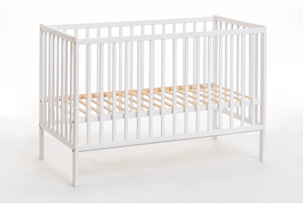 Kūdikio lovytė Cypi su čiužiniu, balta matinė kaina ir informacija | Kūdikių lovytės | pigu.lt