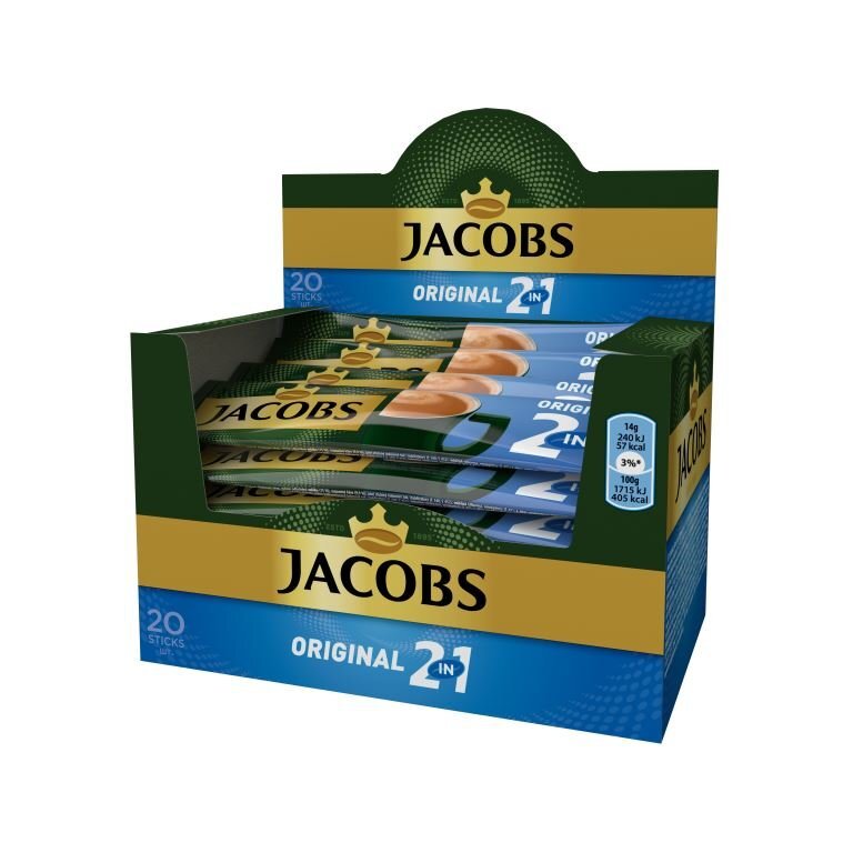 Tirpus kavos gėrimas Jacobs 2 in 1 (20 x 14g), 280g kaina ir informacija | Kava, kakava | pigu.lt