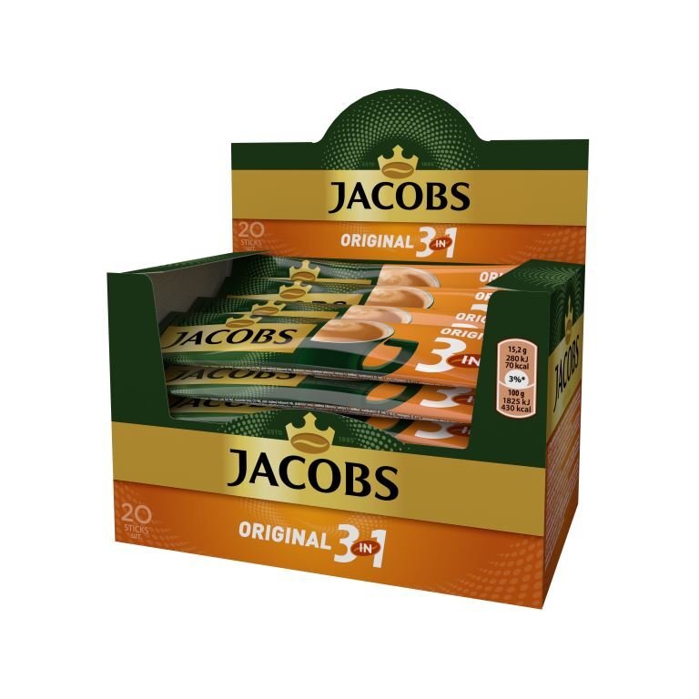 Tirpus kavos gėrimas Jacobs 3 in 1 (20 x 15,2g), 304g kaina ir informacija | Kava, kakava | pigu.lt
