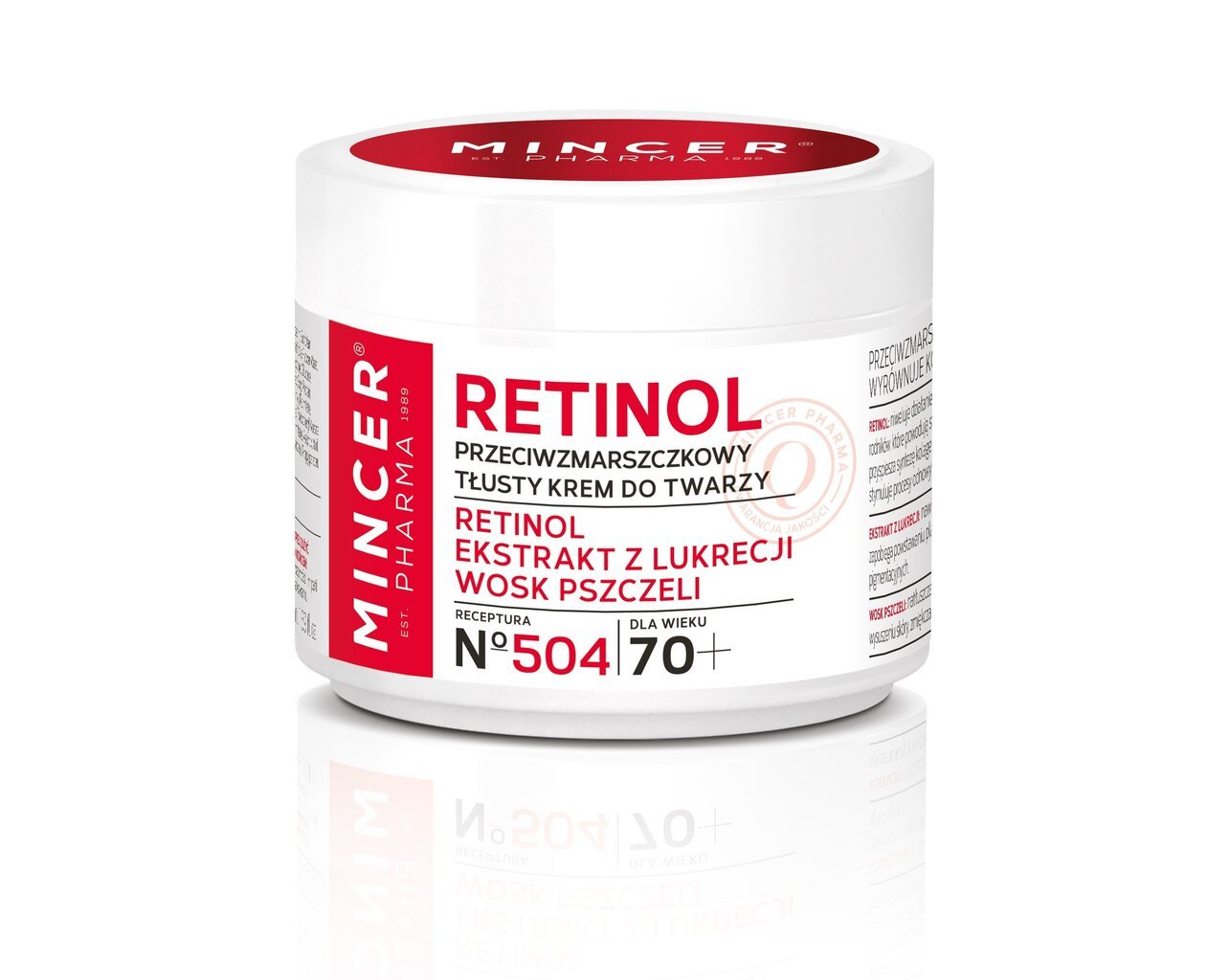 Veido kremas nuo raukšlių Mincer Pharma Retinol 70+ 504 50 ml kaina ir informacija | Veido kremai | pigu.lt