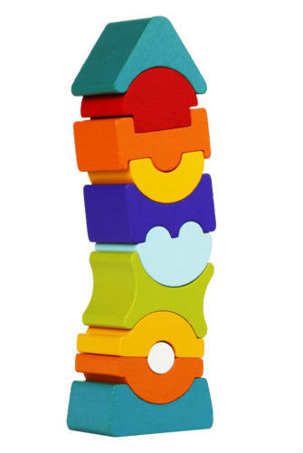 Medinių kaladėlių rinkinys Cubika lankstusis bokštas 9 kaina ir informacija | Žaislai kūdikiams | pigu.lt