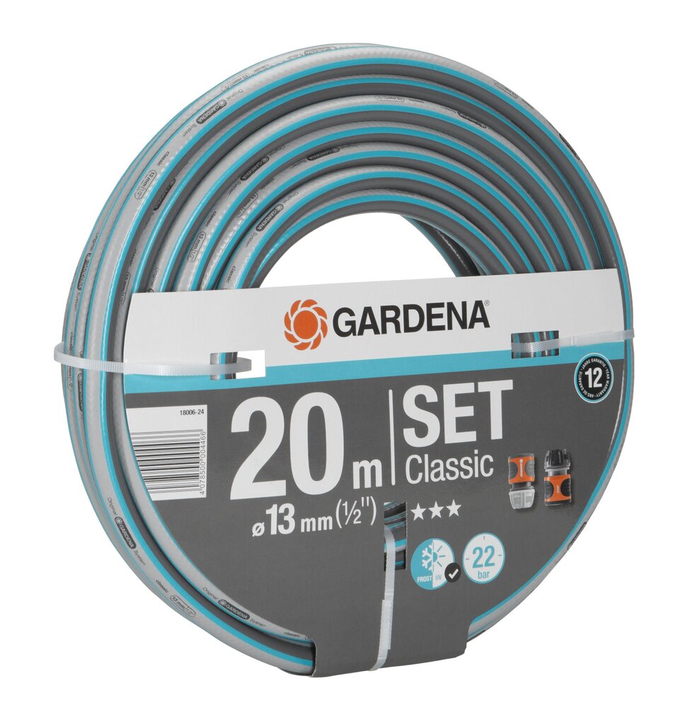 Žarna "Classic" Gardena, su jungtimis 13 mm (1/2") kaina ir informacija | Laistymo įranga, purkštuvai | pigu.lt