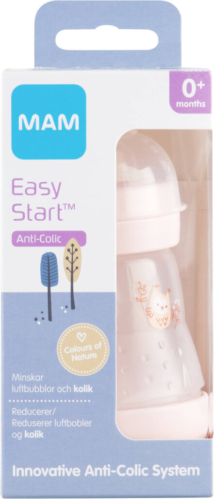 MAM buteliukas Easy Start Anti-Colic, 0 mėn+, 160 ml, pink kaina ir informacija | Buteliukai kūdikiams ir jų priedai | pigu.lt