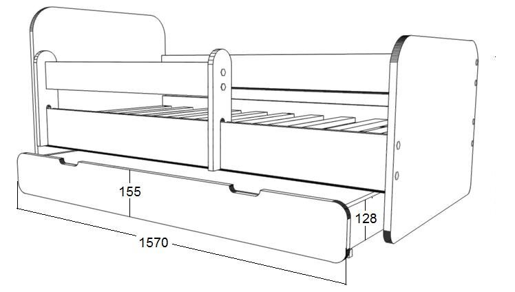 Lova su čiužiniu ir patalynės dėže Pola 2, 160x80 cm kaina ir informacija | Vaikiškos lovos | pigu.lt