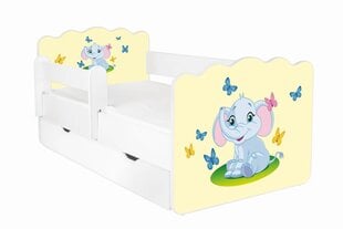Кровать с матрасом, ящиком для белья и съемной защитой ALEX 40, 140x70 см цена и информация | Детские кровати | pigu.lt