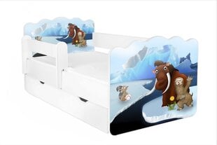 Кровать с матрасом, ящиком для белья и съемной защитой ALEX 68, 140x70 см цена и информация | Детские кровати | pigu.lt