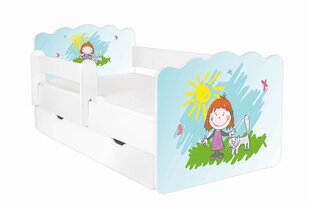 Кровать с матрасом, ящиком для белья и съемной защитой ALEX 14, 160x80 см цена и информация | Детские кровати | pigu.lt
