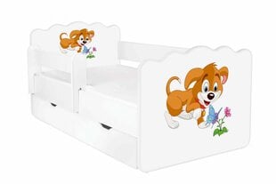 Кровать с матрасом, ящиком для белья и съемной защитой ALEX 45, 160x80 см цена и информация | Детские кровати | pigu.lt