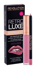 Набор Makeup Revolution Retro Luxe Matte Grandee: губная помада + карандаш для губ цена и информация | Помады, бальзамы, блеск для губ | pigu.lt