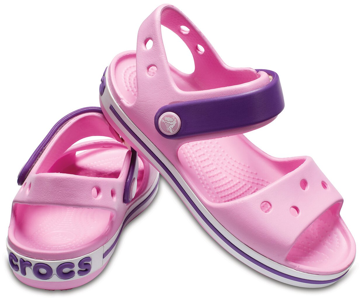 Crocs™ basutės mergaitėms Crocband Sandal, Carnation / Amethyst, rožinės цена и информация | Basutės vaikams | pigu.lt