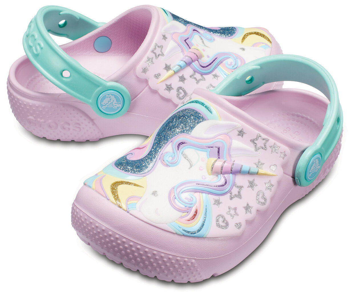 Crocs™ batai mergaitėms Fun Lab Clogs, Ballerina Pink / New Mint kaina ir informacija | Guminės klumpės vaikams | pigu.lt