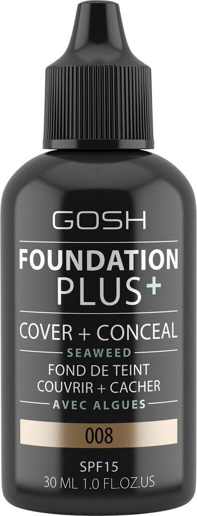 Makiažo pagrindas Gosh Foundation Plus 30 ml, 008 Golden kaina ir informacija | Makiažo pagrindai, pudros | pigu.lt