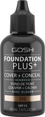 База под макияж Gosh Foundation Plus 30 мл, 010 Tan цена и информация | Пудры, базы под макияж | pigu.lt