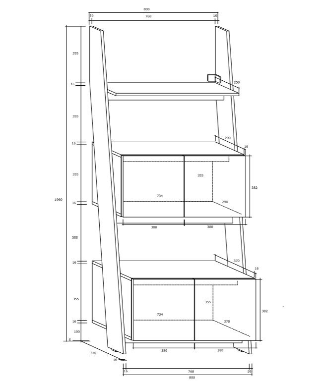 Lentyna Rack 80-2D, balta/pilka kaina ir informacija | Lentynos | pigu.lt