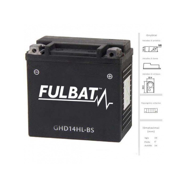 Akumuliatorius FULBAT GHD14HL-BS, 14 Ah 12V kaina ir informacija | Moto akumuliatoriai | pigu.lt