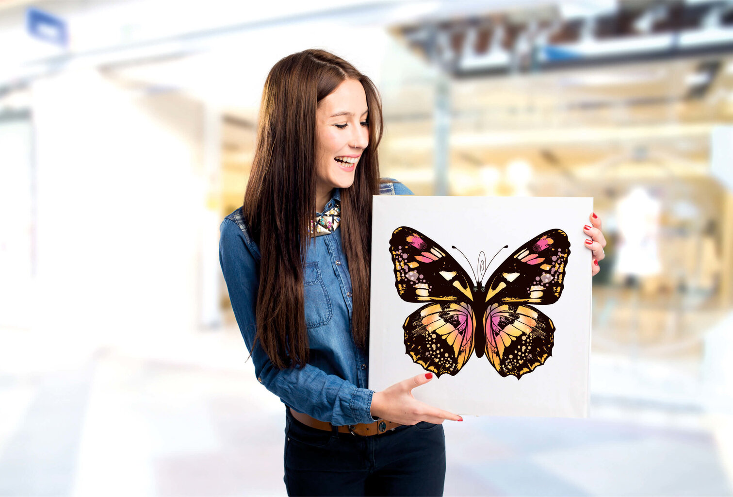 Reprodukcija Rudas drugelis, 30x30 cm цена и информация | Reprodukcijos, paveikslai | pigu.lt