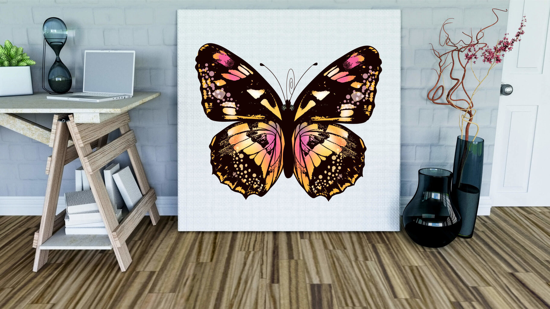 Reprodukcija Rudas drugelis, 30x30 cm kaina ir informacija | Reprodukcijos, paveikslai | pigu.lt
