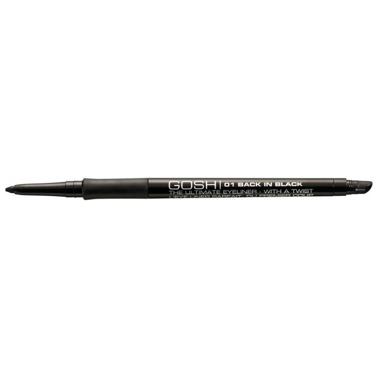 Akių kontūro pieštukas Gosh The Ultimate Eyeliner - with a twist 0,4 g, 01 Back in Black цена и информация | Akių šešėliai, pieštukai, blakstienų tušai, serumai | pigu.lt