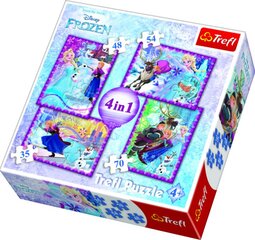 Dėlionių rinkinys Trefl 4 in 1 Ledo Šalis (Frozen) kaina ir informacija | Dėlionės (puzzle) | pigu.lt