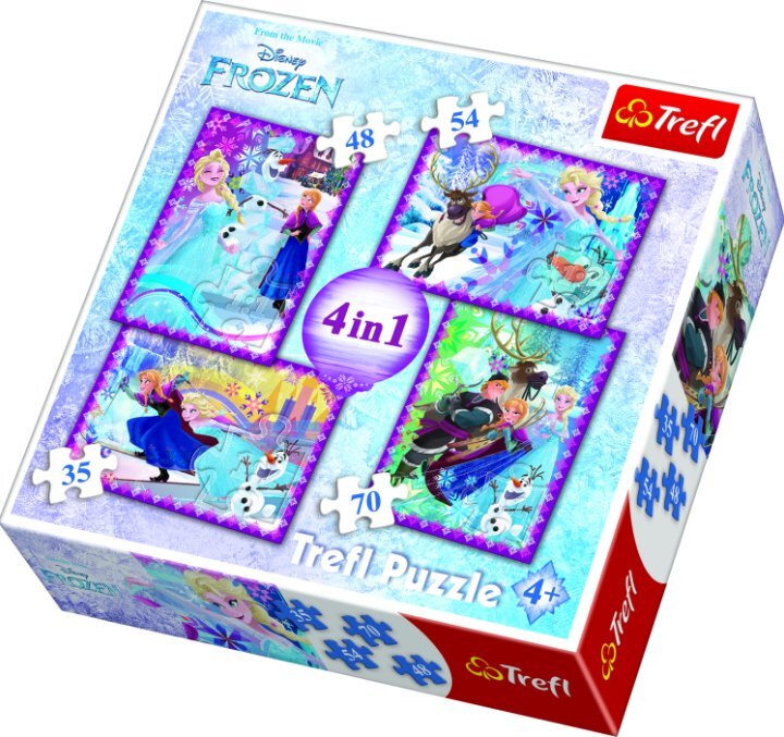 Dėlionių rinkinys Trefl 4 in 1 Ledo Šalis (Frozen) цена и информация | Dėlionės (puzzle) | pigu.lt