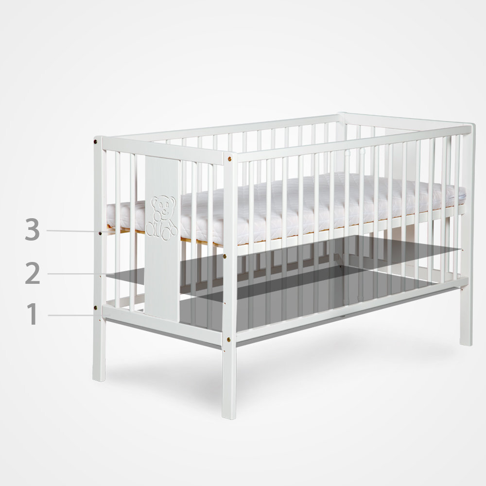 Klupś lovytė, 140 x 70 cm, balta цена и информация | Kūdikių lovytės | pigu.lt