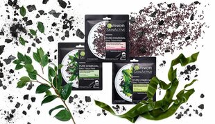 Drėkinamoji ir valomoji veido kaukė Garnier Skin Naturals Pure Charcoal Black Tissue Mask 28 g kaina ir informacija | Garnier Kvepalai, kosmetika | pigu.lt