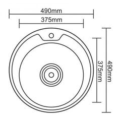 Раковина из нержавеющей стали D4949UA 490x490x0.6 DEKOR цена и информация | Раковины на кухню | pigu.lt